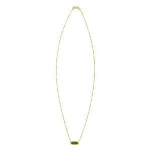 14K Yellow Gold Hexagon Malachite Pendant Necklace