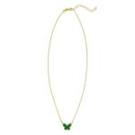 Primavera Malachite Butterfly Necklace 14K Yellow Gold