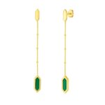 14K Yellow Gold Hexagon Malachite Drop Earrings 14K Yellow Gold Hexagon Malachite Drop Earrings