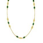 Hexagon Malachite Inlay Links Necklace 14K Yellow Gold