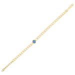14K Yellow Gold Blue Topaz Curb Chain Bracelet 3.6 mm