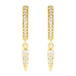 Diamond Hinged Hoop Spike Earrings 14K Gold