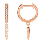 Diamond Hinged Hoop Spike Earrings 14K Rose Gold