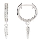 Diamond Hinged Hoop Spike Earrings 14K White Gold