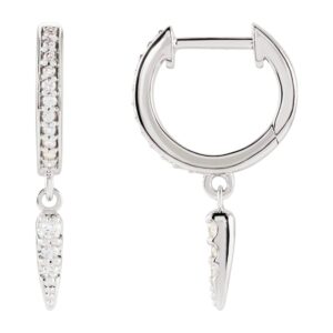 Diamond Hinged Hoop Spike Earrings 14K White Gold
