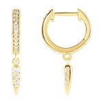 Diamond Hinged Hoop Spike Earrings 14K Yellow Gold