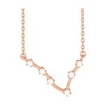 Diamond Pisces Zodiac Constellation Necklace 14K Rose Gold