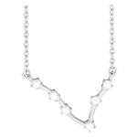 Diamond Pisces Zodiac Constellation Necklace 14K White Gold