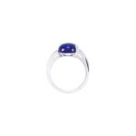 Diamond and Genuine Oval Blue Lapis Lazuli Cabochon Ring for Women 14k White Gold Diamond and Genuine Oval Blue Lapis Lazuli Cabochon Ring for Women 14k White Gold