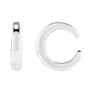 Domed Plain Cartilage Ear Cuff Non Pierced 14K White Gold