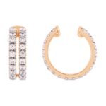 Double Row Diamond Ear Cuff 14K Rose Gold 0.5 Carat