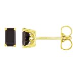 Emerald Cut Black Onyx Stud Earrings 14K Yellow Gold Emerald Cut Black Onyx Stud Earrings 14K Yellow Gold