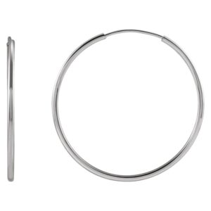Flexible Endless Tube Hoop Earrings 14K White Gold