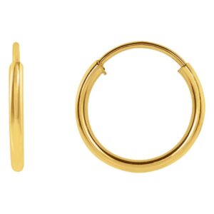 Flexible Endless Tube Hoop Earrings 14K Yellow Gold