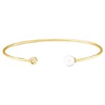 Freshwater Cultured Pearl Cuff Bracelet with Diamond 14K Yellow Gold Freshwater Cultured Pearl Cuff Bracelet with Diamond 14K Yellow Gold