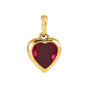 Garnet Cabochon Heart Pendant 14K Yellow Gold