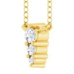 Graduated 3 Stone Vertical Diamond Necklace 14K Gold