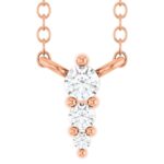 Graduated 3 Stone Vertical Diamond Necklace 14K Rose Gold