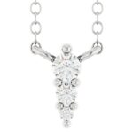 Graduated 3 Stone Vertical Diamond Necklace 14K White Gold