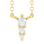 Graduated 3 Stone Vertical Diamond Necklace 14K Yellow Gold
