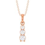 Graduated Vertical Bar 3 Stone Drop Diamond Necklace 14K Rose Gold