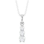 Graduated Vertical Bar 3 Stone Drop Diamond Necklace 14K White Gold