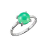 Green Chrysoprase Cabochon Ring 14K White Gold Green Chrysoprase Cabochon Ring 14K White Gold