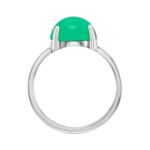 Green Chrysoprase Cabochon Ring 14K White Gold Side Green Chrysoprase Cabochon Ring 14K White Gold Side