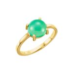 Green Chrysoprase Cabochon Ring 14K Yellow Gold Green Chrysoprase Cabochon Ring 14K Yellow Gold