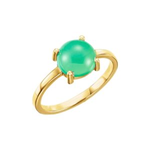 Green Chrysoprase Cabochon Ring 14K Yellow Gold