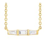 Horizontal Baguette Diamond Bar Necklace 14K Yellow Gold