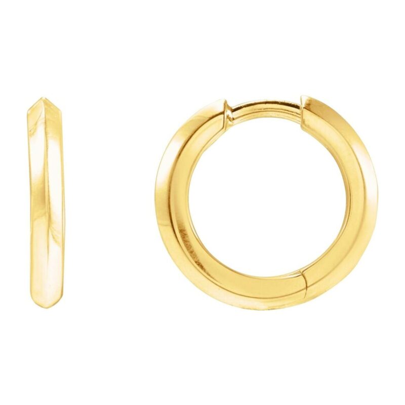 Knife Edge Hinged Hoop Earrings 14K Yellow Gold