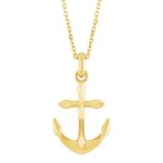 Large Anchor Pendant Necklace 14K Yellow Gold