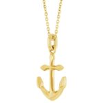 Large Anchor Pendant Necklace Solid 14K Gold