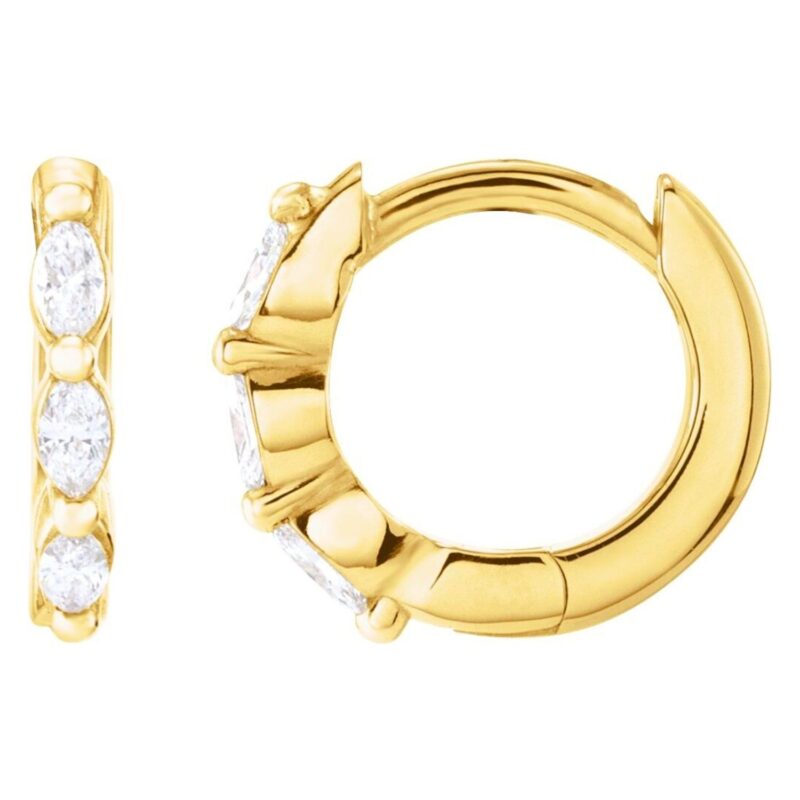 Marquise Diamond Hoop Earrings 14k Gold
