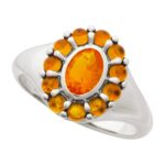 Mexican Fire Opal and Citrine Halo Ring 14k White Gold Mexican Fire Opal and Citrine Halo Ring 14k White Gold