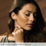 Moderl Wearing Citrine Cabochon Ring 14K Gold Moderl Wearing Citrine Cabochon Ring 14K Gold