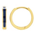 Navy Blue Enamel Hinged Huggie Hoop Earrings 14K Gold 12 mm Navy Blue Enamel Hinged Huggie Hoop Earrings 14K Gold 12 mm