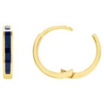 Navy Blue Enamel Huggie Hoop Earrings 14K Yellow Gold Navy Blue Enamel Huggie Hoop Earrings 14K Yellow Gold