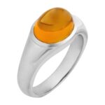 Oval Citrine Cabochon Ring 14K White Gold Oval Citrine Cabochon Ring 14K White Gold