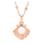 Pearl in Shell Necklace 14K Rose Gold 18 Inch