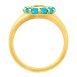 Peridot and Turquoise Halo Style Ring 14K Gold side view
