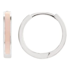Pink Enamel Hinged Hoop Earrings Sterling Silver