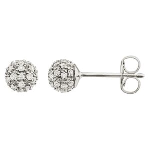 Real Round Diamond Cluster Ball Stud Earrings 1 4 Carat 14K White Gold