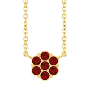 Red Mozambique Garnet Cluster Necklace 14K Yellow Gold