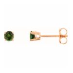 Round Natural Green Tourmaline Stud Earrings 14k Rose Gold Round Natural Green Tourmaline Stud Earrings 14k Rose Gold