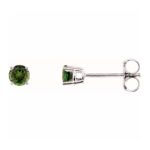 Round Natural Green Tourmaline Stud Earrings 14k White Gold Round Natural Green Tourmaline Stud Earrings 14k White Gold