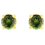 Round Natural Green Tourmaline Stud Earrings Round Natural Green Tourmaline Stud Earrings Side View and Back Type 14k Yellow Gold Round Natural Green Tourmaline Stud Earrings Round Natural Green Tourmaline Stud Earrings Side View and Back Type 14k Yellow Gold