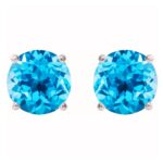 Round Swiss Blue Topaz Stud Earrings 5 mm