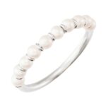Stackable Pearl Ring 3 mm 14K White Gold Stackable Pearl Ring 3 mm 14K White Gold
